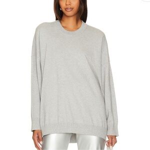 Show Me Your Mumu Classic Oversized Crewneck Sweater Medium Silver Metallic
